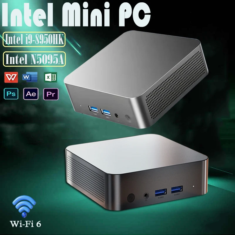 전문 미니 PC Windows 11 Intel Core i9 8950HK Celeron N5095A 데스크탑 미니 PC 16GB DDR4 1TB 2TB SSD WiFi 6 게임용 컴퓨터