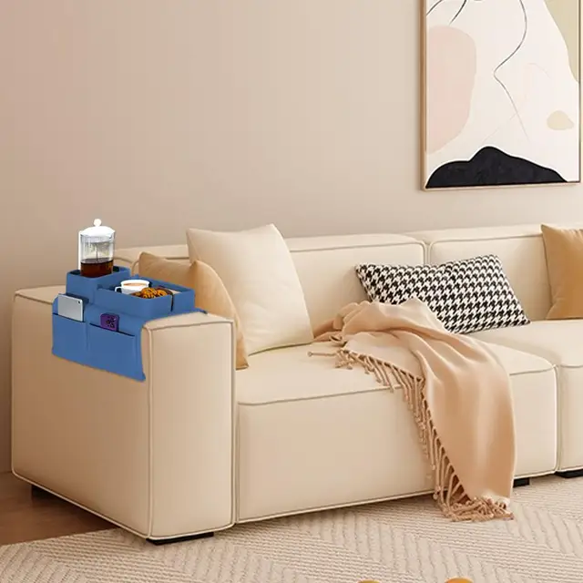 Vassoio Bracciolo Divano In Silicone Con Portabicchieri Nero