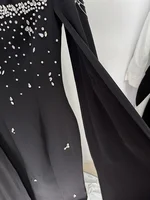 HIGH STREET Newest 2026 Designer Vestido Women's Diamonds Beaded Chains Cape Sleeve Floor Length Maxi Long Dress - Image 6
