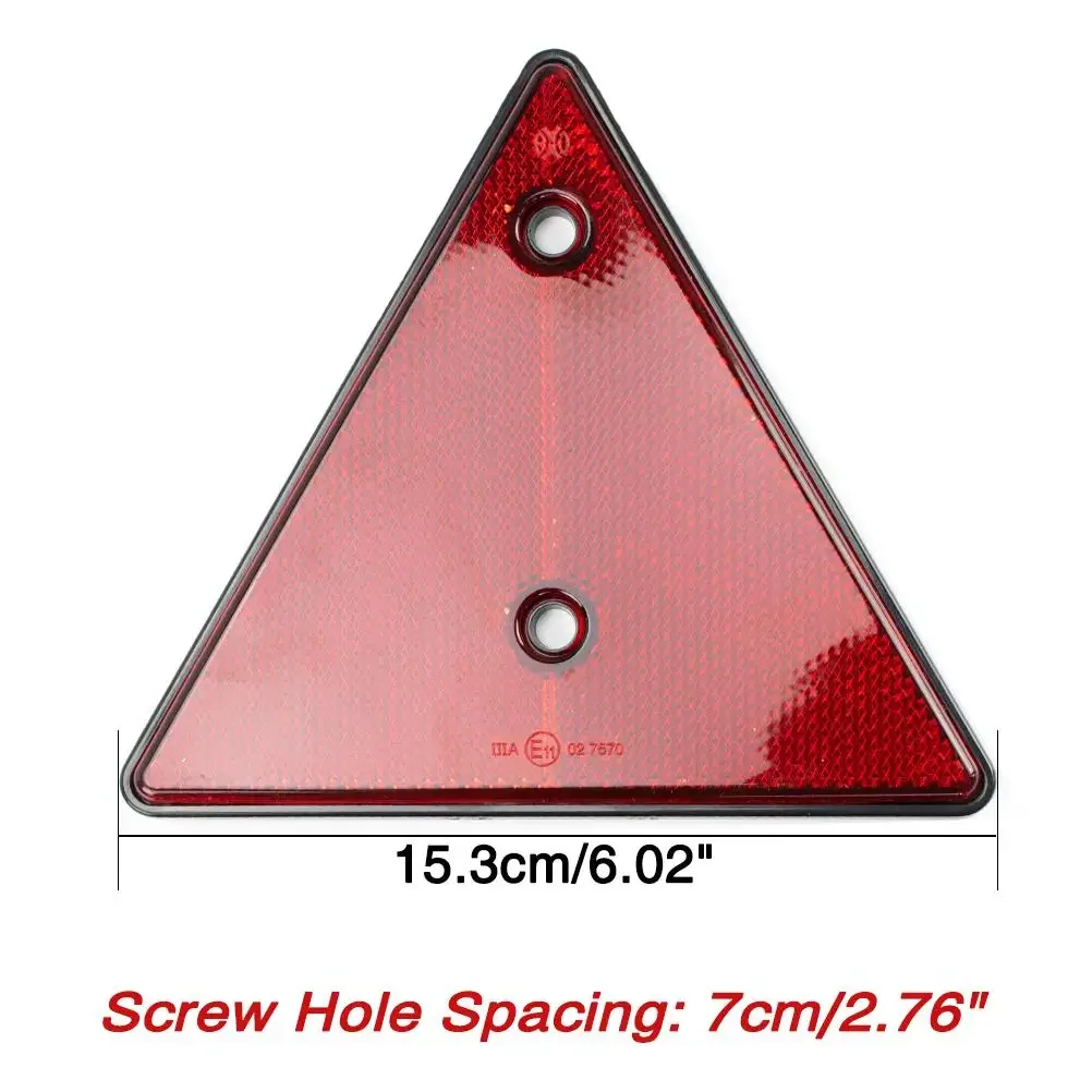 2/1PCS Red Triangle Rear Reflectors Safety Screw Fit for Gate Posts Trailer Motorcycle Caravan - Reflective Visibility Enhancer
