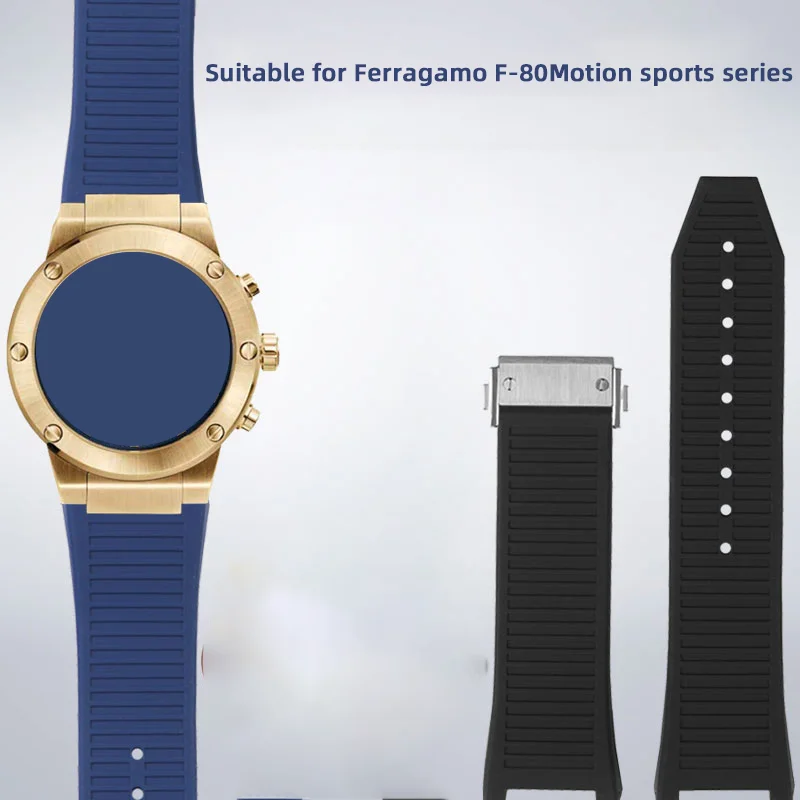 

Водонепроницаемый силиконовый ремешок, металлическая цепочка для часов, подходит для мужчин, спортивная серия Ferragamo, специальная цепочка для часов с выемкой 26 мм