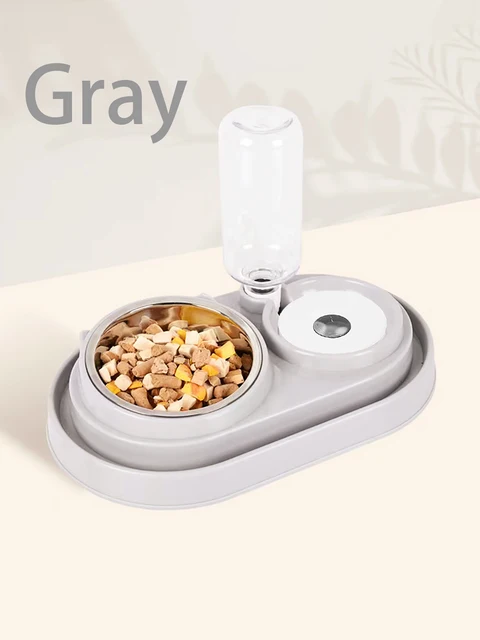 1 spill proof track pet dual-purpose bowl for feeding and drinking, one dual-purpose dog bowl with water bottle, cat bowl 6