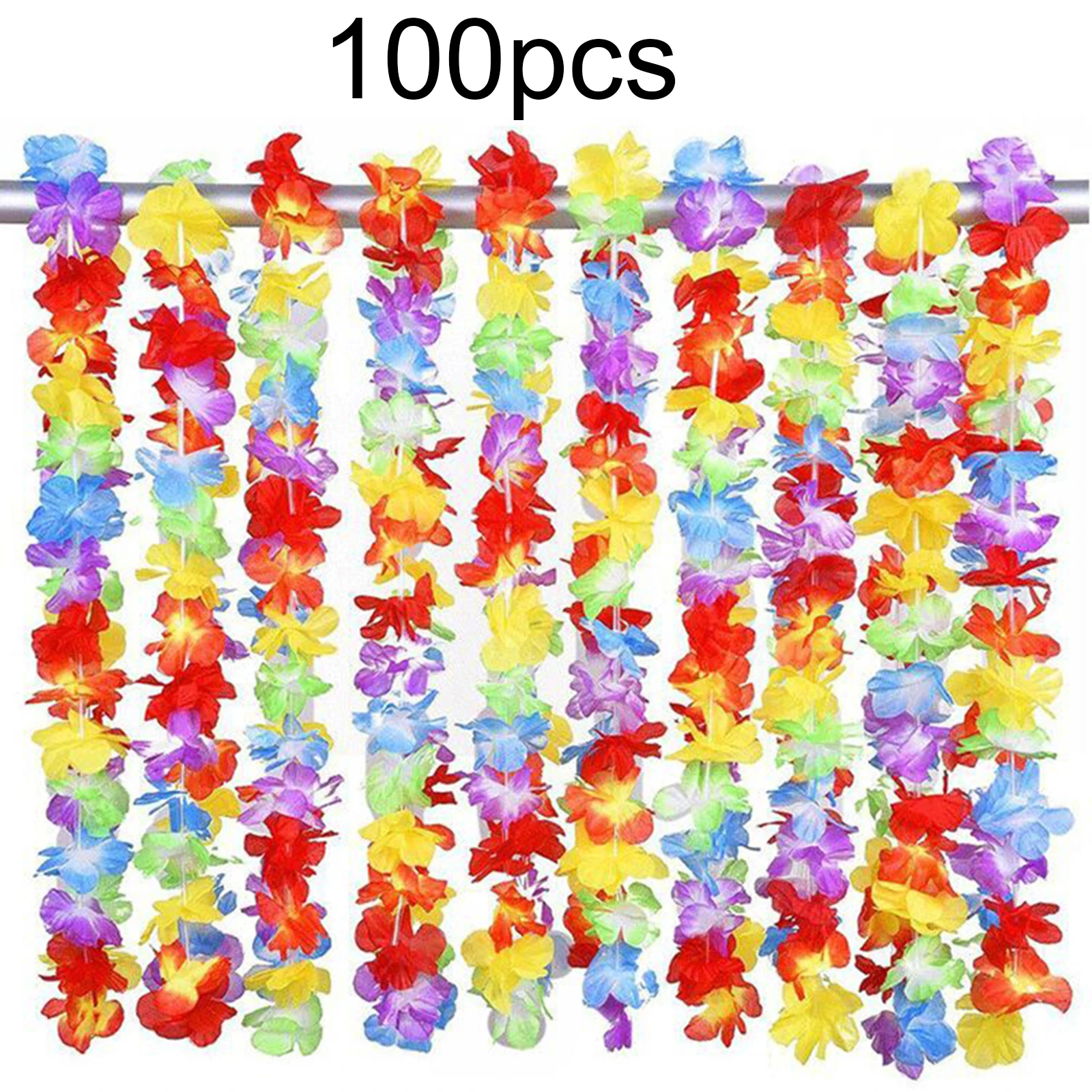 100pcs Hawaii Christmas Wreath Door Decoration Hawaiian Party Artificial Flower Garland Necklace Luau Torpil 1