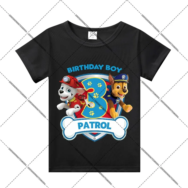 Paw Patrols Geburtstags-T-Shirt, Skye Chase, Sommerkleidung, niedliche, bequeme Kleidung mit aufgedruckten Zahlen, Cartoon-Baumwoll-T-Shirt, Geschenk für Jungen und Mädchen