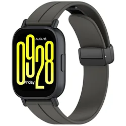 Magnetic Sports Silicone Wristband Bracelet - Breathe Correa Replacement Strap, 22mm for Redmi watch 5 Lite (Titanium grey)