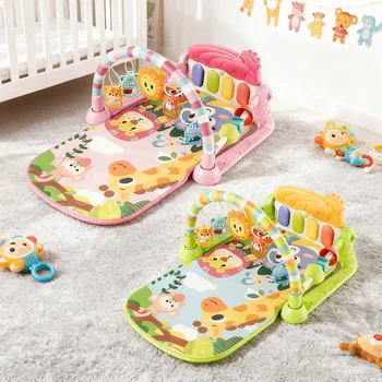 Tappetino da gioco per neonati con pianoforte musicale, centro attività per neonati, tappeto sensoriale con giocattoli pendenti, regalo educativo sensoriale