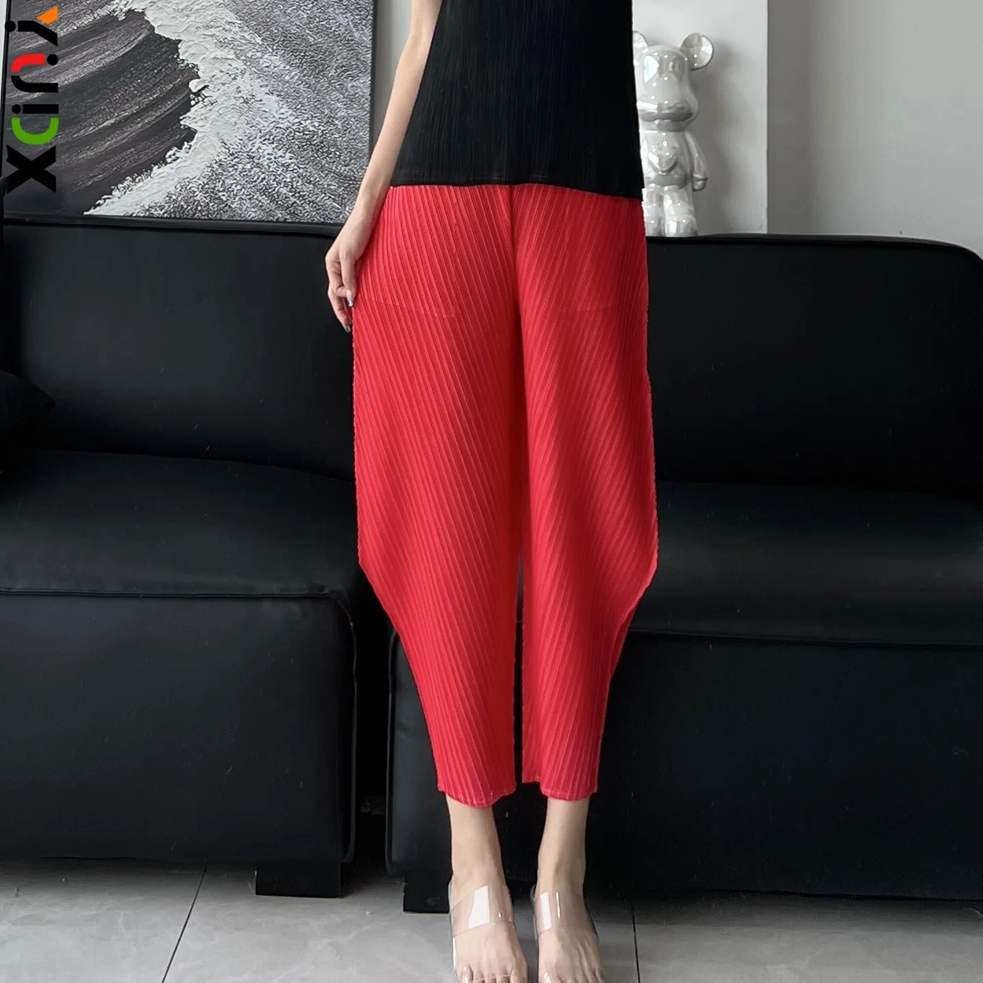 

Плиссированные брюки, модели весна-лето, маленькие плиссированные шаровары, женские повседневные брюки, Новинка лета 2024