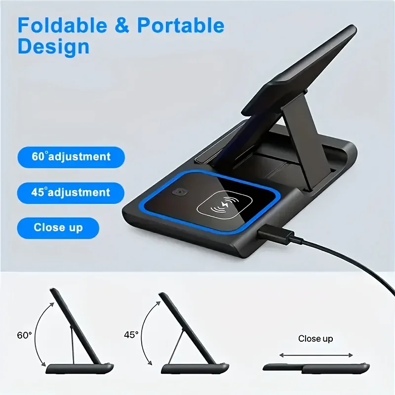 3-in-1 Wireless Charging Fast Foldable For MagSafe Charger Stand for iPhone 16/15/14/13/12 Pro Max iWatch Ultra10-2 AirPods 3/2