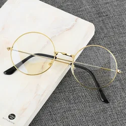 Unisex Retro Round Blue Light Blocking Glasses (Gold)