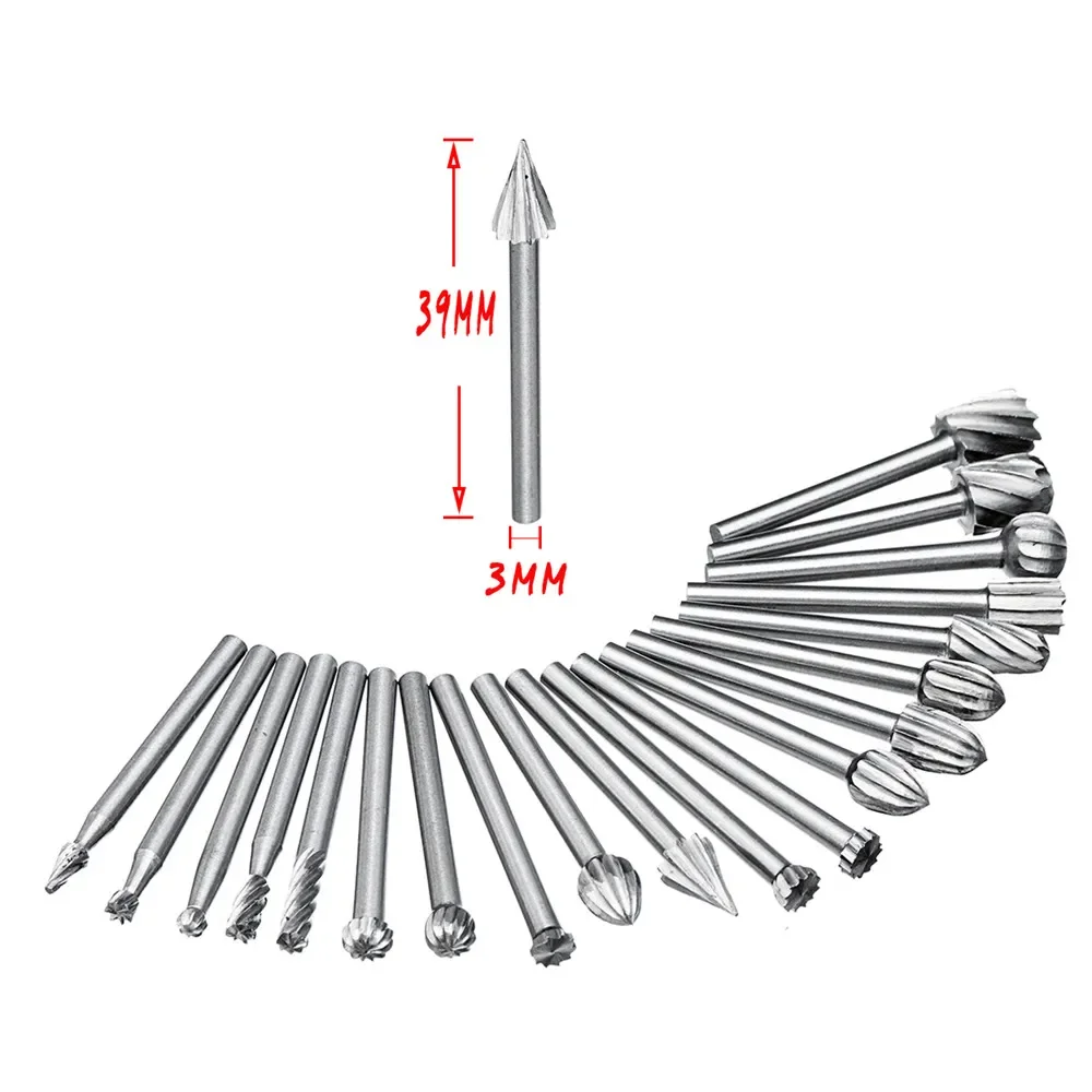 

20 шт. 3 мм фрезы из быстрорежущей стали ротационные фрезы Резак для резьбы резной нож Ротационные Инструменты гравировка Деревообработка используется для Dremel