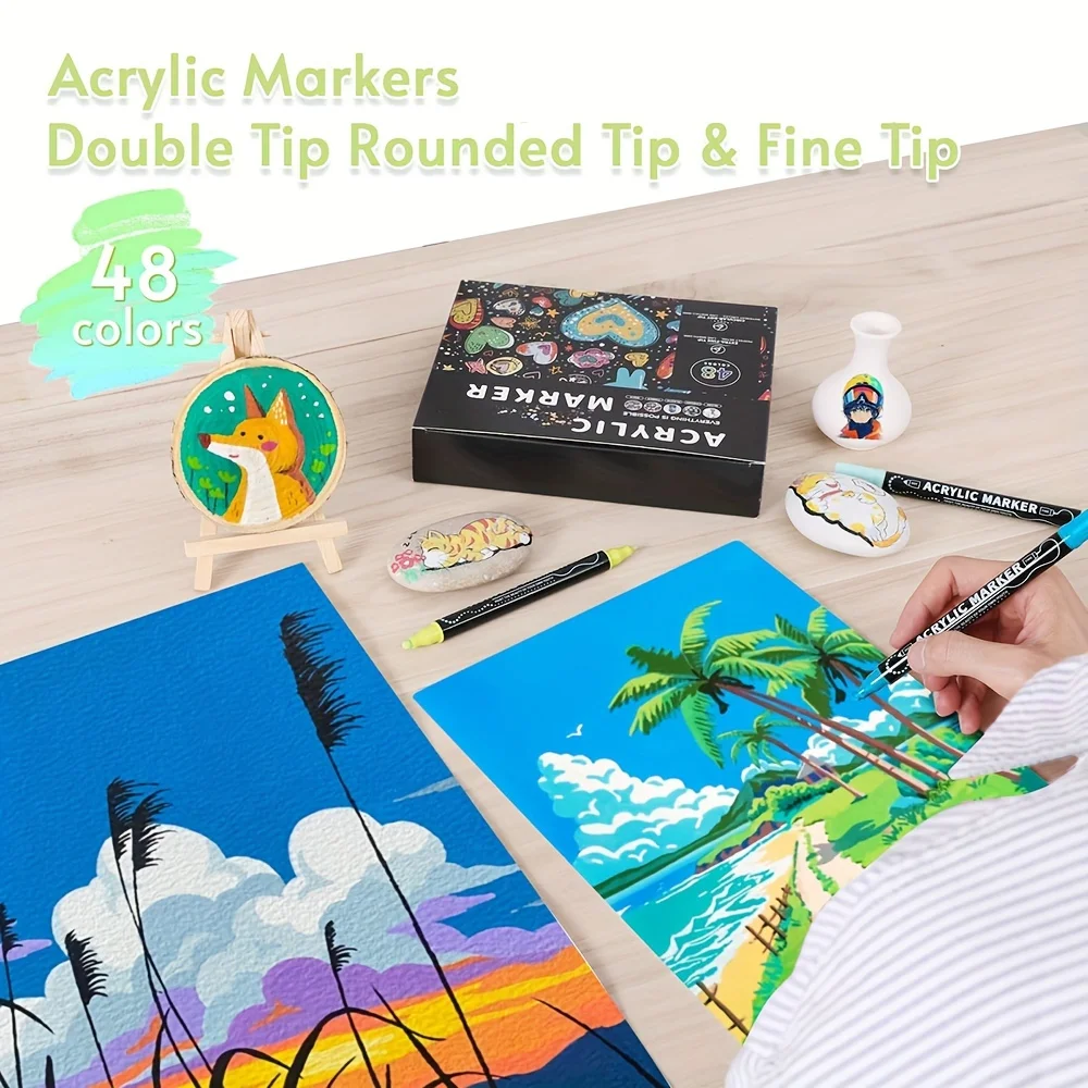 Dual Tip Acrylic Markers - Premium Art Pens for DIY Crafts