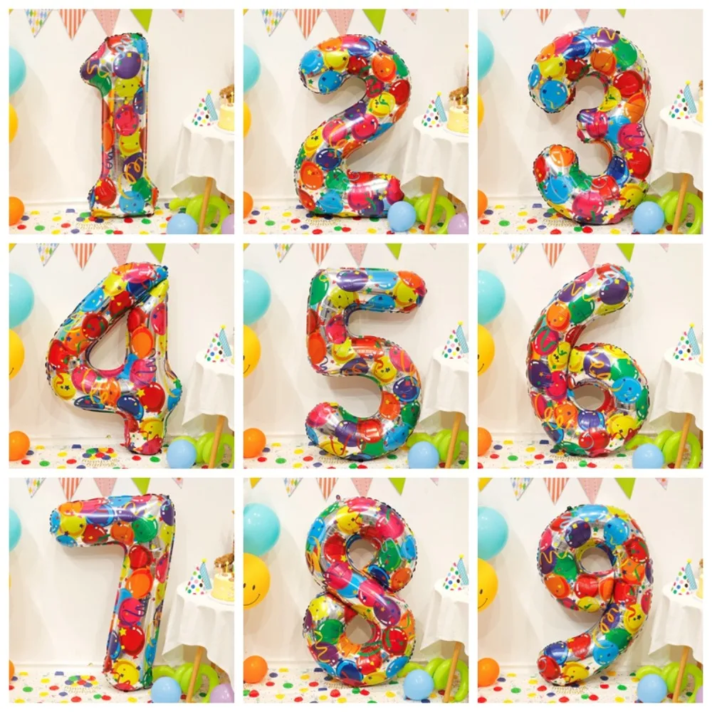 

1 PCS Colorful Smile Number Aluminum Foil Balloons Baby Shower Birthday Party Wedding Decoration Supplies