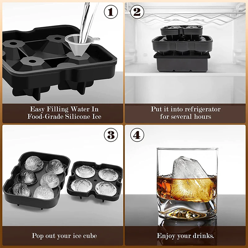 LMETJMA Large Ice Cube Trays Silicone Ice Cube Molds for Freezer with Lid Reusable Whiskey Ice Mold Ball Diamond Ice Mold JT08 BEST SELLERS LMETJMA Large Ice Cube Trays Silicone Ice Cube Molds for Freezer with Lid Reusable Whiskey Ice Mold Ball Diamond Ice Mold JT08 BEST SELLERS