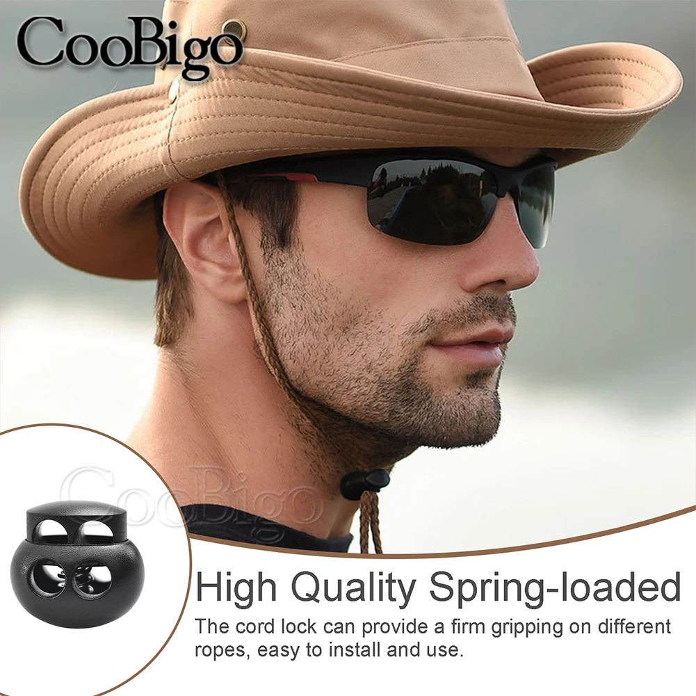 10pcs Plastic Spring Cord Lock End Stopper Toggles Clip Round Ball for Paracord Rope Drawstrings Lanyard Accessories Double Hole