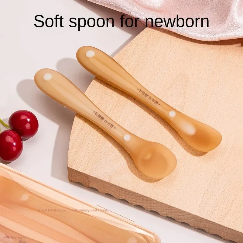 

Two Piece Set Tableware Safety Soft Baby Silicone Spoon Newborn Feeding Scoop Children Cutlery Training Complementary Food