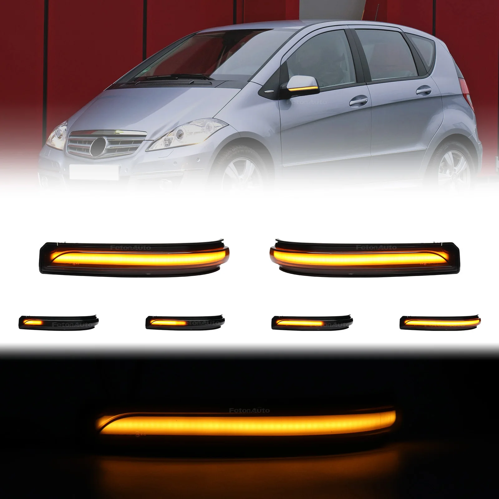 Indicatore Direzione Dinamico LED Indicatore Specchietto Laterale Lampeggiante Luce Sequenziale 2 Pezzi Per Benz Classe AB Per W169 Per W245 08-12 Posteriore Specchietto Girata Luce