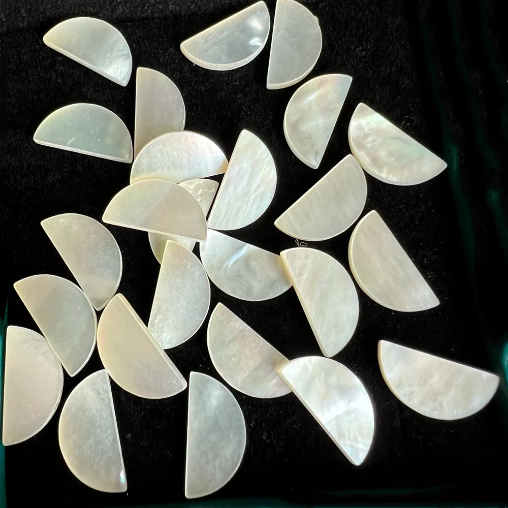 7.5x15mm 하프 문 컷 천연 마더 펄 쉘 & 블랙 오닉스 스톤