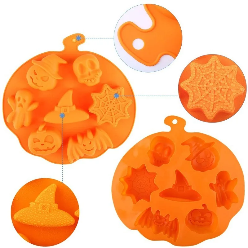 Description Picture 6 of item3D Silicone Halloween Cake Mold Pumpkin Ghost Shape Mould for Making Cookie Candy DIY Cake Decoration Tools Baking Accessories