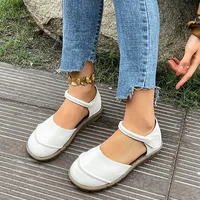 Sandales plates tête à bout pour femmes, chaussures d'été décontractées à semelles souples, nouveau style rétro, chaussures pour mères, chaussures pour femmes de grande taille 5
