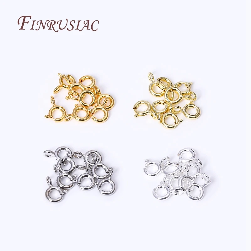 Cierres De Anillo De Resorte De Oro Amarillo 18K - Tamaños 4.5mm, 5mm, 5.5mm, 6mm Para Joyería