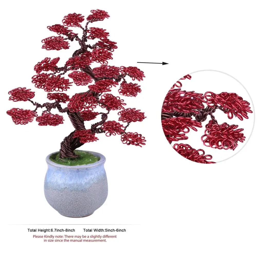 Handmade Aluminum Wire Money Tree With Ceramic Base Feng Shui Bonsai Sculpture Home Office Decoration For Luck And Wealth