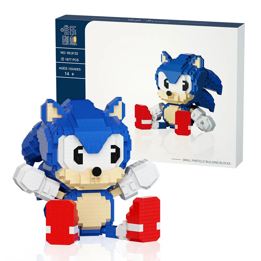 

New Sonic The Hedgehog Building Blocks Cartoon Small Particles Assembled Block Model Dolls Anime Kids Toys BirthdayGifts