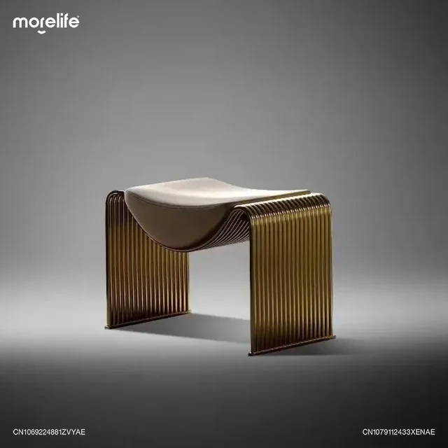 Poggiapiedi per corridoio italiano Panca per trucco ottomana Sgabelli per ospiti di design in acciaio inossidabile Sgabello per cambio scarpe Mobili FS+ 2
