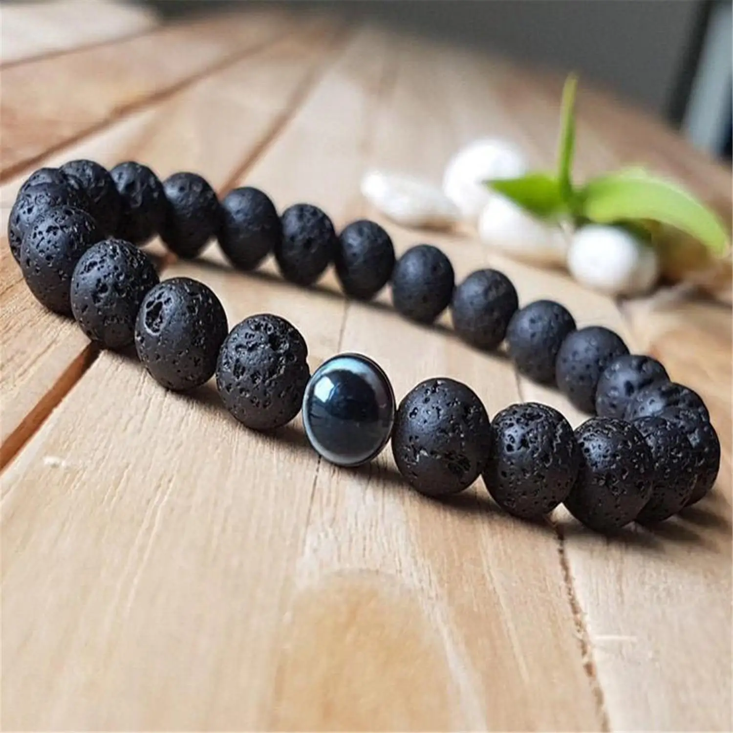 

8mm Lava Stone Beads Mala Bracelet Bangle Beaded Teens Elegant Ethnic Bohemian Wrap Office Wear Stackable Trendy Jewelry Lovers