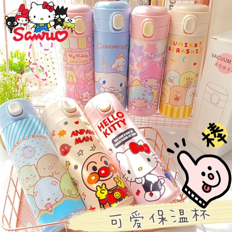 

Sanrio Melody Kuromi Hello Kitty Cinnamoroll Pochacco Japanese Anpanman's Thermos Cup Cartoon 304 Stainless Steel Bouncing Cup