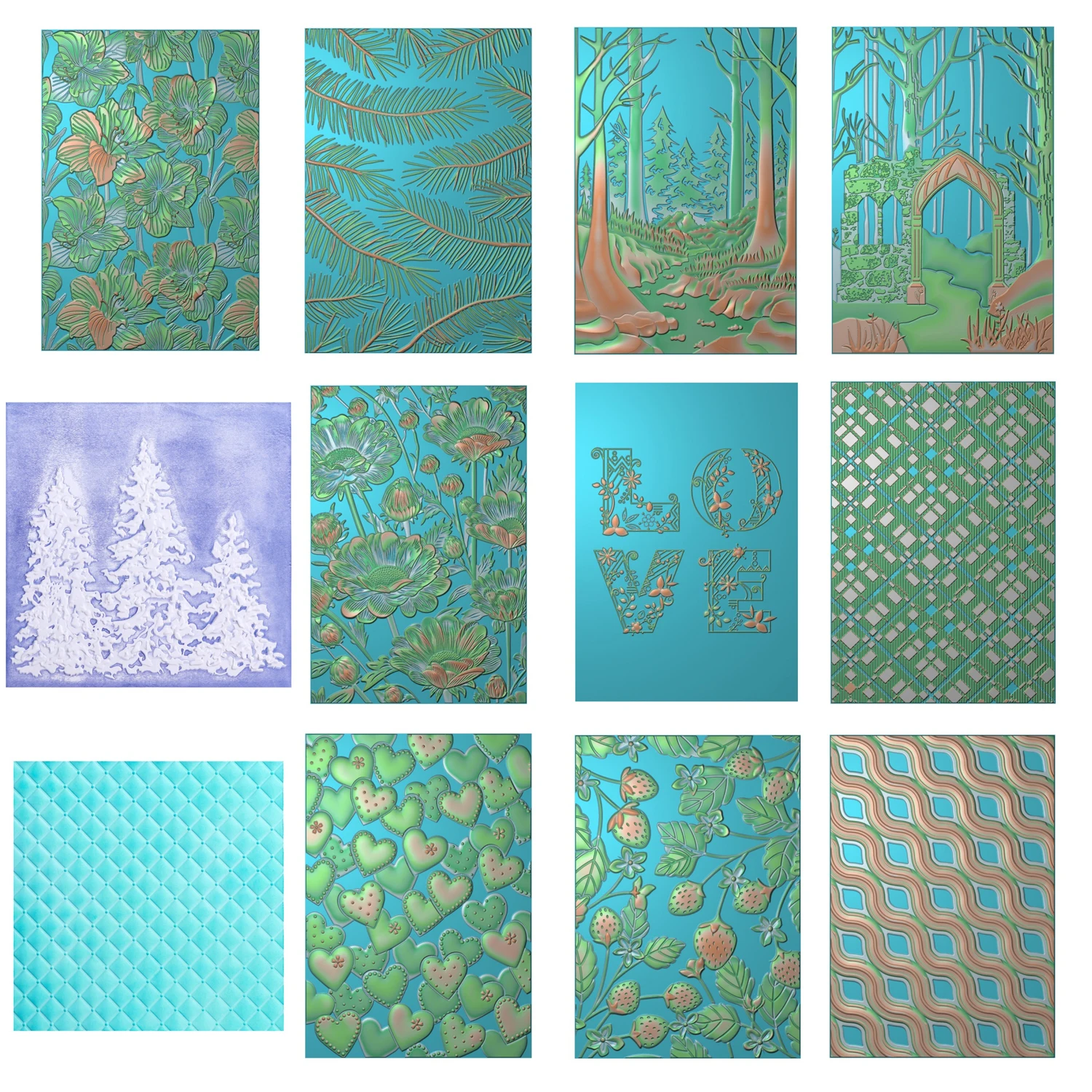 Strawberry Hearts 3D Embossing Folder Templates For DIY Scrapbooking Plastic Embossing Folder
