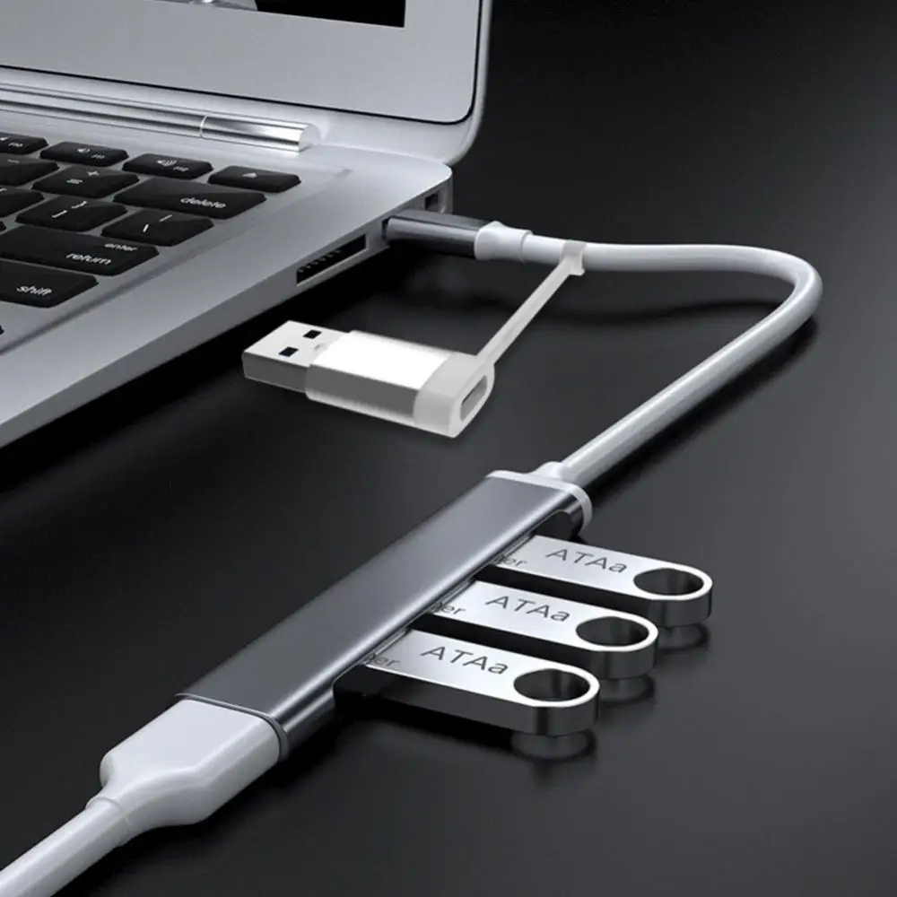 맥북 알루미늄 합금용 OTG 멀티 스플리터 어댑터, C타입 + USB 허브 독 3.0, USB 3.0 2.0 허브, 4 포트