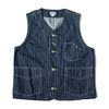 Non Stock 1930s Three-Pocket Wabash Work Vest Retro Men's Striped Sleeveless Jacket 5