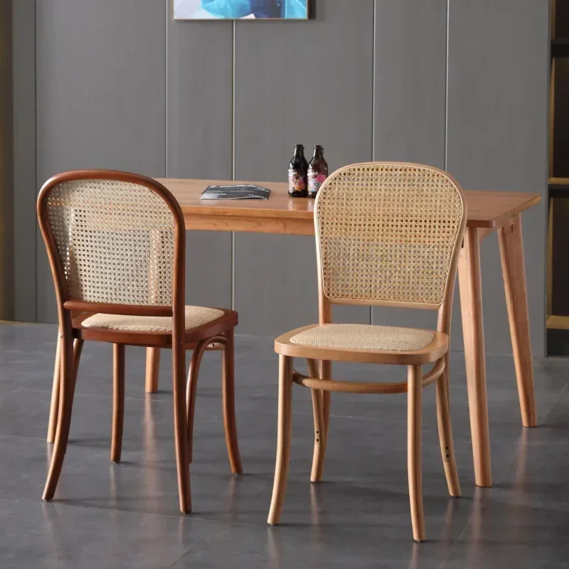 Woven Chair Designer Rattan Chair Rattan Woven Back Chair Luxury Hotel Solid Wood Leisure Cafe Dining Sillas Acrylic Furniture GY50DC