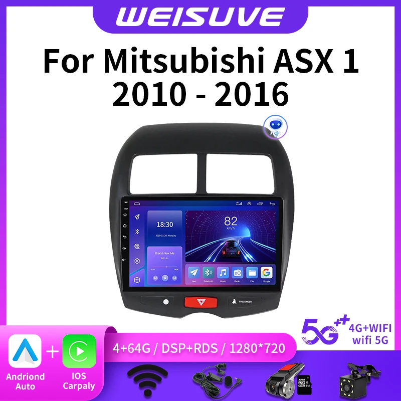 

For Mitsubishi ASX 1 2010 2011 - 2016 C4 Peugeot 4008 Car Radio Multimedia Video Player Navigation GPS Android 12.0 2din 4G DSP