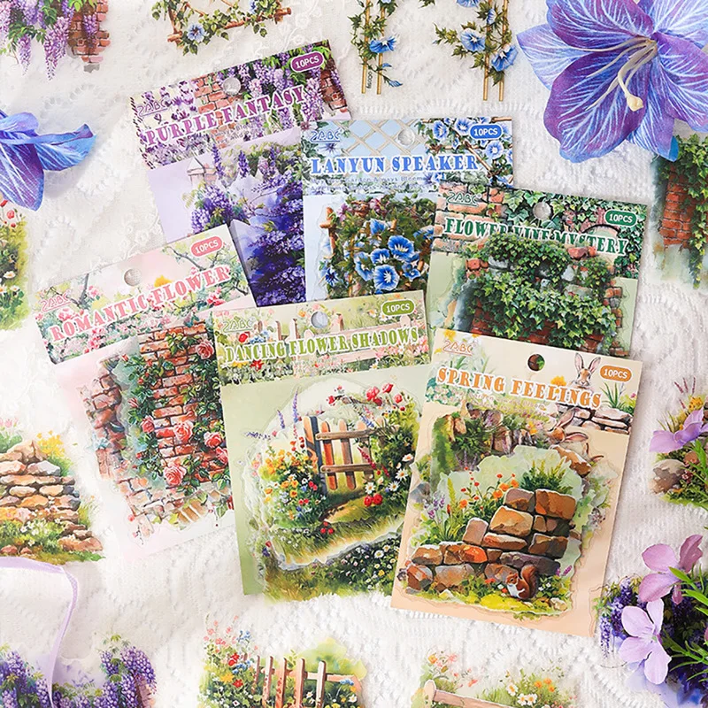 Retro Pet Flower Stickers Decorative Stickers Bag Secret Garden Series Diy Creative High Beauty Clipbook Collage Album Photos