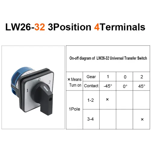 OMCH 1PCS Silver Contact LW26-20/32/63 Universal Switch 3 Position 1-0-2 1/2/3/4 Poles 440V 4/8/12/16Terminals Rotary Cam Switch - Image 15