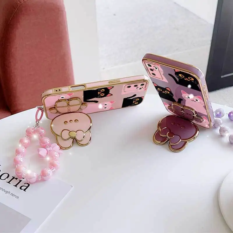 Lovely Heart Phone Case Set with Lanyard and Rabbit Stand