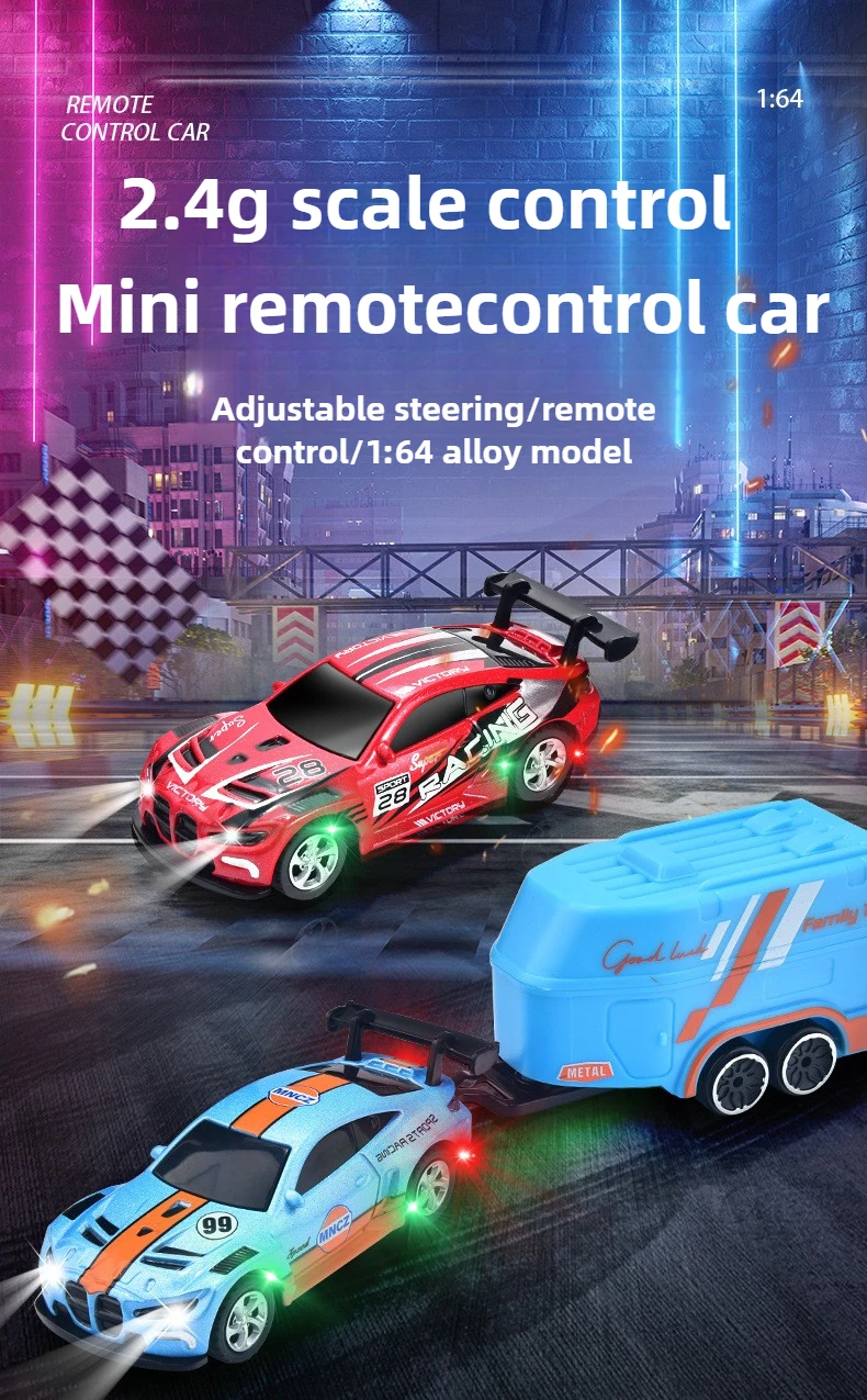 Mini Alloy Remote Control Car 1:64 4WD Drift Wireless Remote