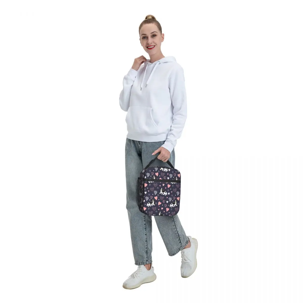 Love Black White Cavalier King Charles Spaniel Portable Lunch Boxes Leakproof Blue Dog Thermal Cooler Food Insulated Lunch Bag