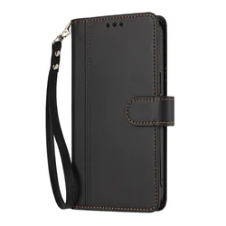 Luxury Leather Flip Phone Case with 9 Card Slots and Strap Book Wallet Design for Wave 8 (Black)