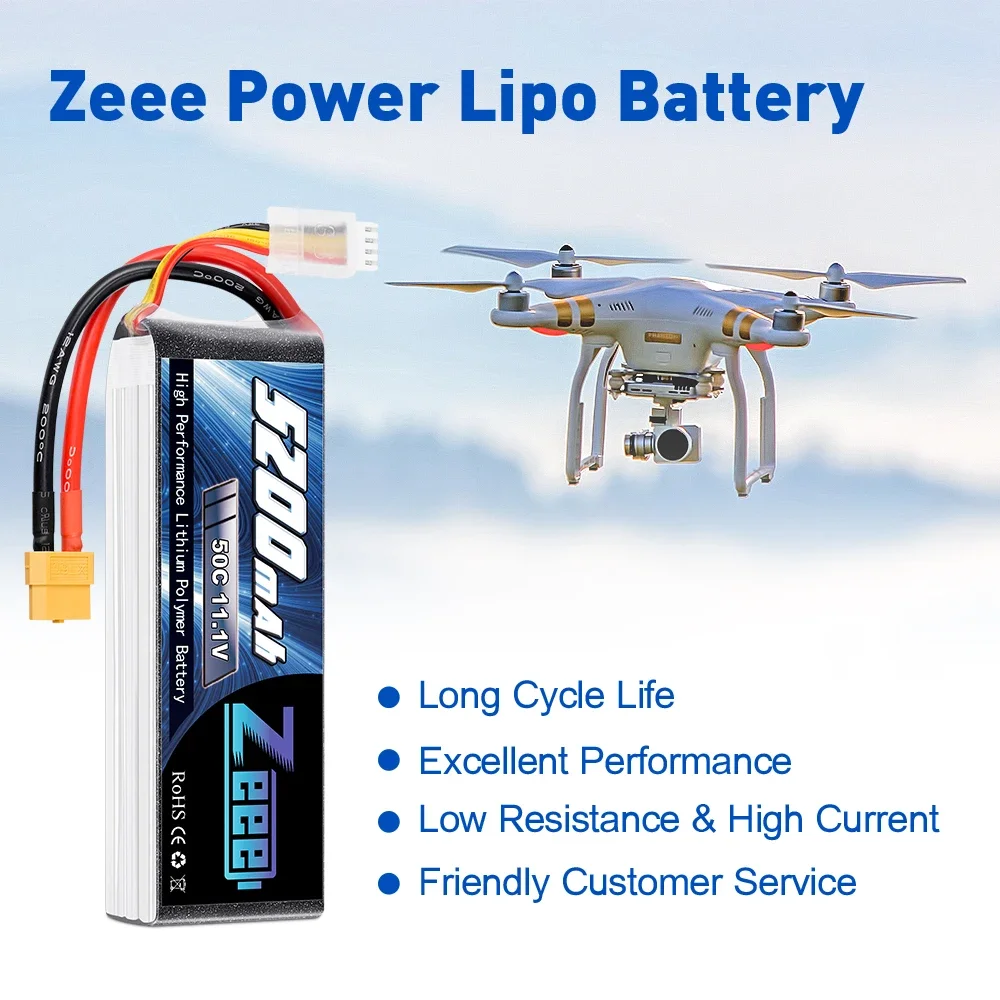 Zeee 5200mAh 3S 11,1 V 50C LiPo XT60/Deans do modelirowania