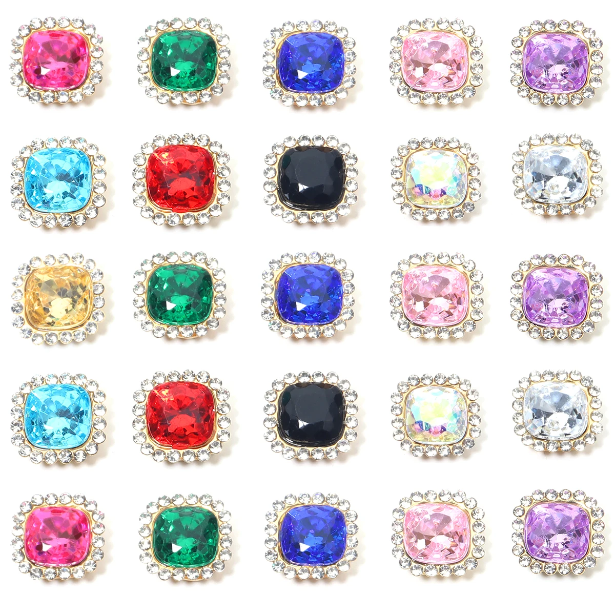 20 Stücke Farbe Quadrat Nähen Strass Kleidung Kristalle Klaue Perlen Knopf für DIY Handwerk Kleidungsstück Dekor Schmuck Hause Nähen liefert – Detail 3