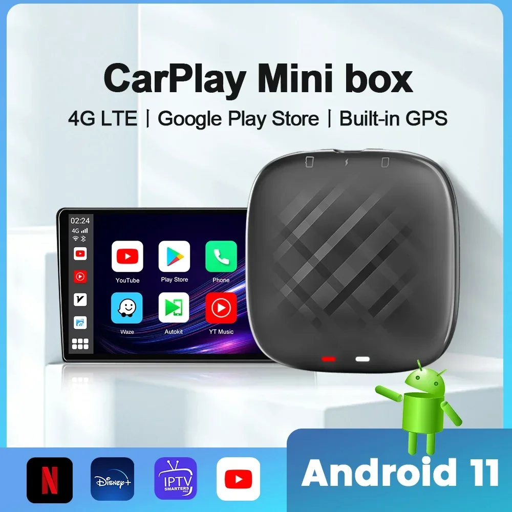 Carplay Mini Ai Box Wireless Carplay Android 11 Auto Per Audi Bmw Mazda Toyota Per Netflix Youtube 4G Lte Gps 4G + 64G Mobile Wifi
