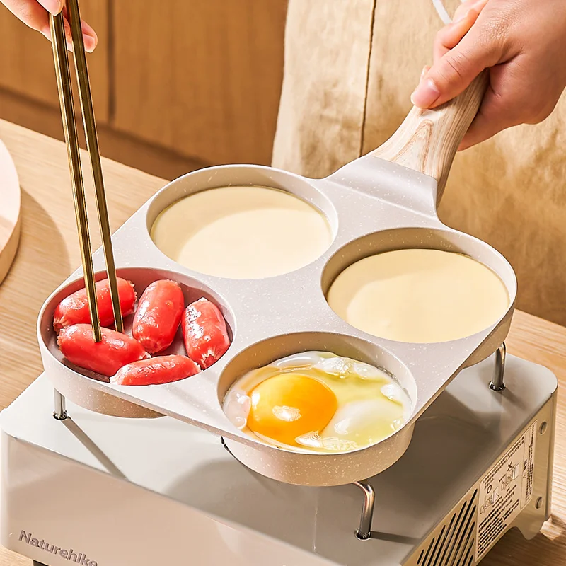 1pc Pancake Pan, Nonstick Aluminum Pan, Egg Frying Pan with 4 Holes, for  Fried Egg, Burger, Breakfast Pancake Making, with Anti-Scald Handle