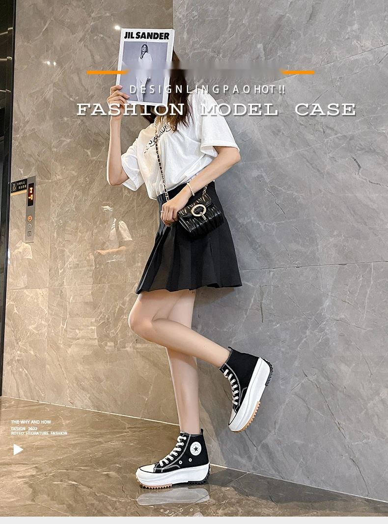 Grandi scarpe di tela da donna 2022 Nuove scarpe casual alte, piccola e popolare suola spessa Matsutake, piccola versatile_voghion.com