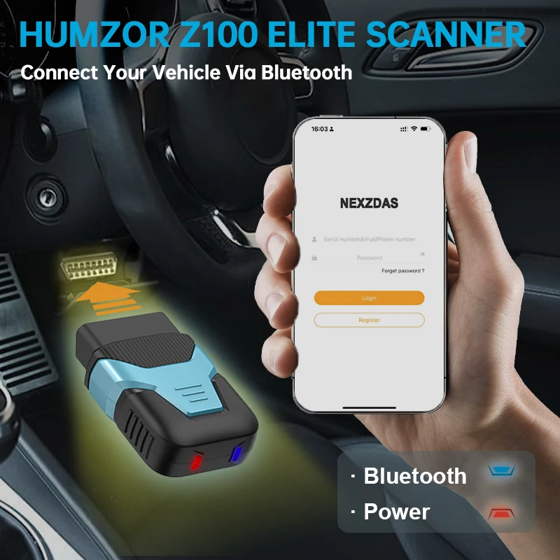 Bluetooth OBD2 Scanner V5.2 HUMZOR Z126 Full System Diagnosis Tool Key Programming Tire Pressure Battery Learning Full Car Makes 3