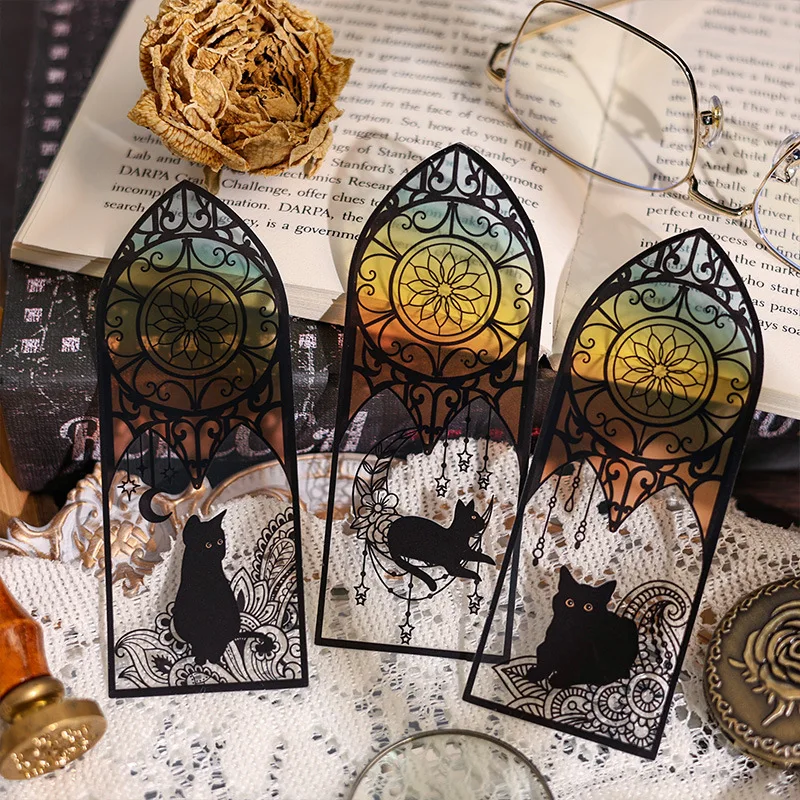 Shining Black Cat series Magnetic Bookmark Waterproof PET material Pages Books Readers butterfly magnetic bookmarks 6 pcs/pack