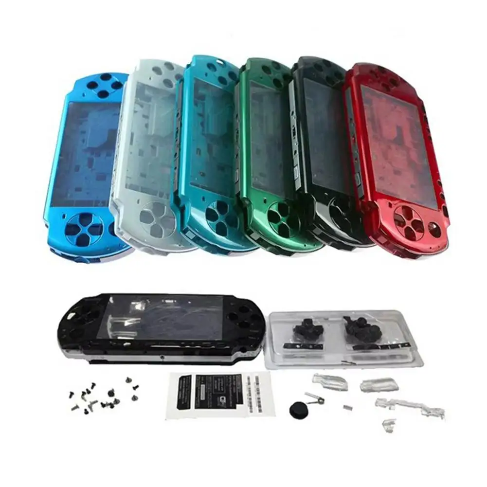 PSP 3000 게임 콘솔 수리 부품 보호 쉘 커버용 버튼과 나사가 포함된 풀 세트 하우징 쉘 교체 케이스