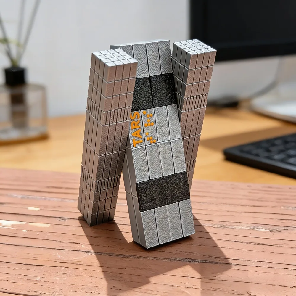Interstellar Tars Robot Model 3D Printed Metallic Finish Collectible Durable Plastic SciFi Desk Decor Office Fans Gift Idea
