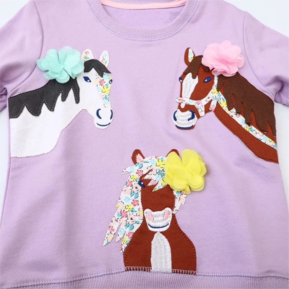 Hoodies Children's Clothing Kids Clothes Baby Girls Purple Outerwear Cartoon Unicorn Sweatshirt Spring Autumn Tops